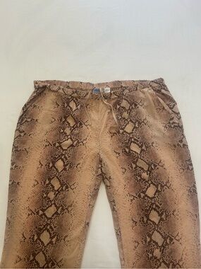 Acrobat 100% Silk Low Rise Snake-Print Pajama Pants, Size M